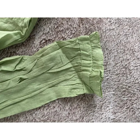 JP And Mattie Women’s Blanchard Ruffle Button Down Blouse Green Sz S New - Picture 12 of 13